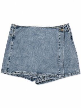 Better Be Light Blue Denim Wrap Skort Shorts